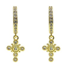 DJADEE Ohrringe "Faith" 18K Gold vergoldet Kreuz Damen gelbgold Vintage O5595D