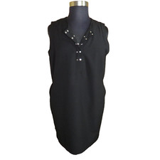 Lark & Ro Black Snap Front Sleeveless Dress Plus Size 16W