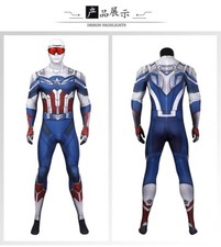 New Falcon Captain America Jumpsuit Cosplay Costume Halloween With Glasses Mask