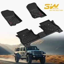 3W Floor Mats for Jeep Gladiator Custom Fit All Weather 2020-2025 Red LOGO Liner