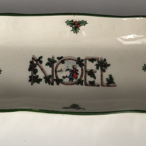 Vintage Heron Cross Pottery Christmas NOEL Sweet Candy Serving Dish Holly Design - Picture 2 of 10