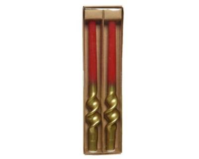 OFF BOX 2 KERZEN GOLD/ROT 31 CM