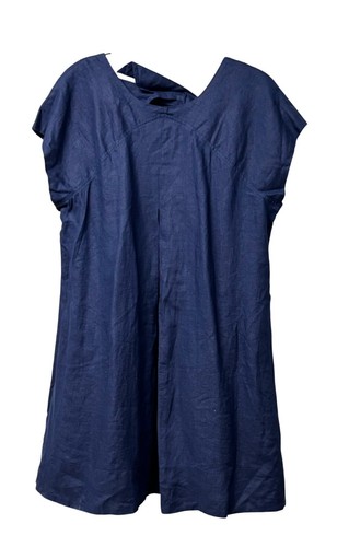 Charter Club Bow-Back Linen A-Line Dress, Intrepid Blue, Sz. PXL - Picture 2 of 12