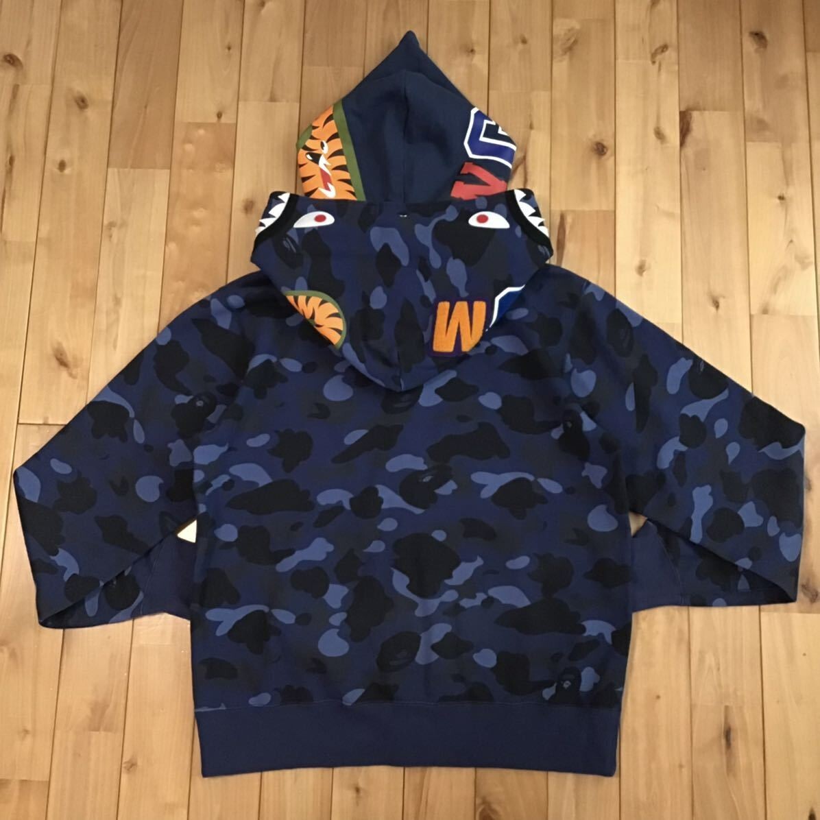 BAPE Double Shark full zip hoodie Blue camo A Bathing Ape Size XL | eBay