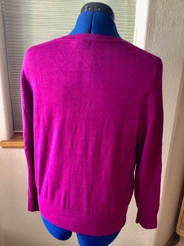 Charter Club Fuchsia Button Down Long Sleeve Cardigan Size L - Picture 4 of 6