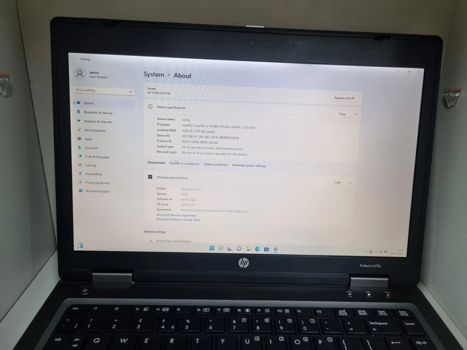 WINDOWS 11 HP ProBook 6470b Laptop Core i5 3210m @2.5GHz 4GB 128GB SSD - Image 2 of 3