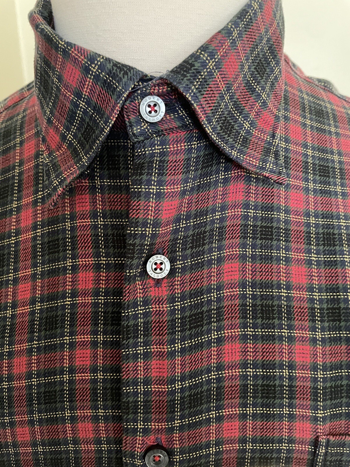ROBERT TALBOTT Classic Button Under Collar Check … - image 2