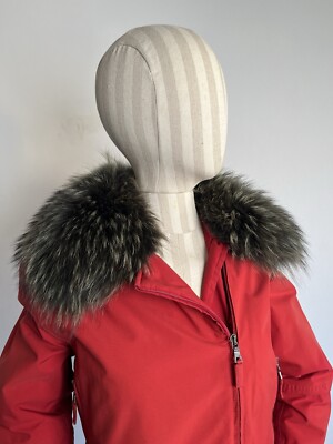 Prada Vintage Women's Gore-Tex Ski Red Jacket With Raccoon Fur