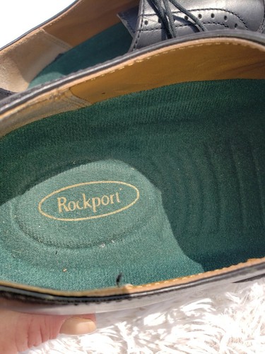 Men's Rockport Black Leather Dress Shoes Size 9.5 Ties Career Office Casual - Picture 5 of 6