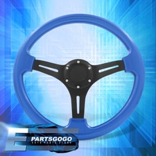 Universal 350mm 14 Black Aluminum Spokes Heavy Duty Blue Sport Steering Wheel Universal 350mm 14 Black Aluminum Spokes Heavy Duty Blue Sport Steering Wheel