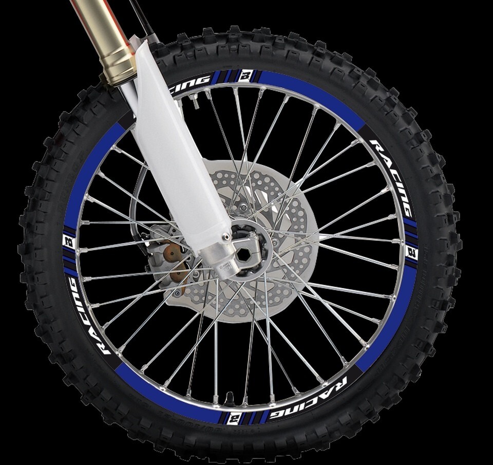 Autocollants de jante bleu racing pour moto et scooter sportifs