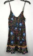 Parisian Womens Floral Print Adjustable Strap Plunging Fit Flare Mini Dress 4