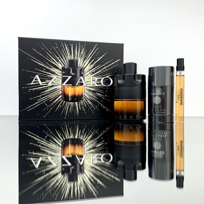 Azzaro THE MOST WANTED 3pc Set 3.3oz PARFUM +77g Deo/Stick +0.33oz Travel Spr