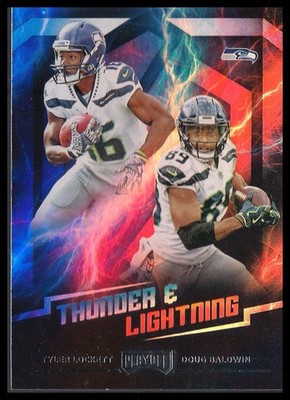 Tyler Lockett / Doug Baldwin 2018 Panini Playoff Thunder & Lightning Card!!
