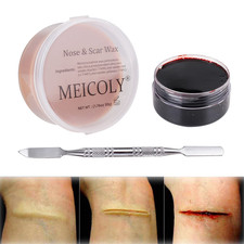 3Pcs SFX Special Effects Makeup Kit - Fake Nose Putty, Scar Wax, Fake Blood Scab