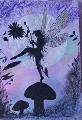 Einzigartige Pastellzeichnung der Fee in Silohette A4. Unikat Geschenk 5