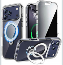 Clear Magnetic Ring Stand Back Case w/ Privacy Screen for iPhone 17 Pro Max