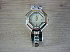 CROTON QUARTZ WATCH WOMENS LUXURY DIAMOND BEZEL MOP ALL STAINLESS NEW BATTERY