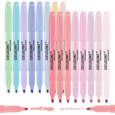 coruscant Pastel Highlighters Set, Assorted 1 Count Pack of 16 , Multicolor