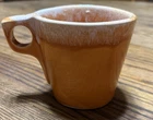 Vtg Hull Pottery Oven Proof Tangerine Orange Drip Edge glazed coffee mug USA