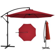 Outsunny 3(m) Garden Banana Parasol Cantilever Umbrella w/Crank& Base, Wine Red