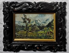 quadro con Paesaggio alpino MACCHIAIOLI CORNICE antica seguace Bazzaro