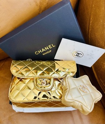 Chanel Beaute' Mirror Gold Quilted Crossbody | eBay