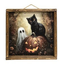 NEW PRIMITIVE HALLOWEEN PRINT BLACK CAT GHOST...