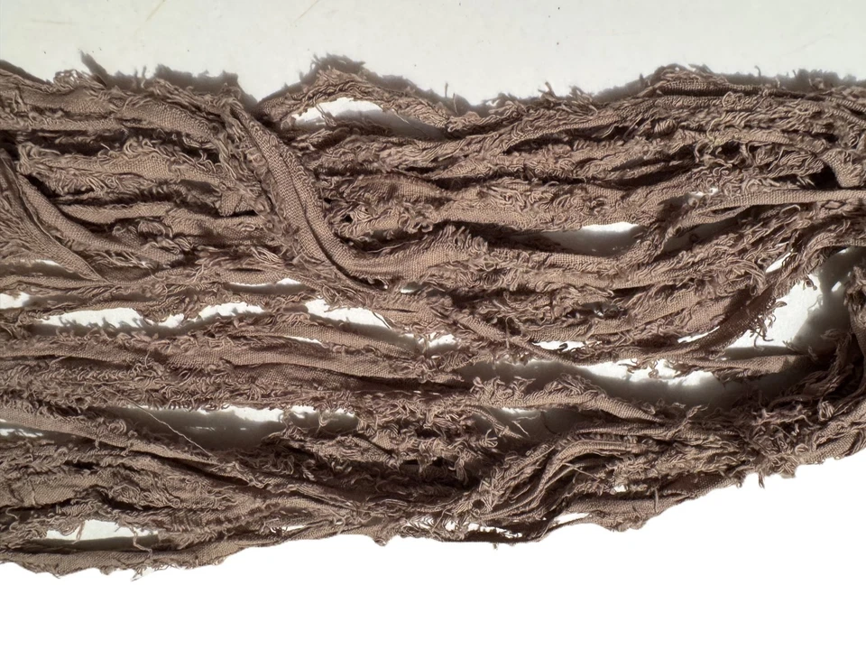 Tariff FREE 100 g Cotton Frizz Ribbon yarn Frayed Raw Edge Tan - Image 2 of 3