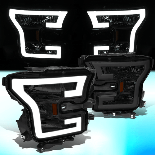 FOR 2015-2017 FORD F150 3D LED DRL TUBE RUNNING LIGHT BAR HEADLAMPS SMOKED/AMBER - Bild 1 von 10