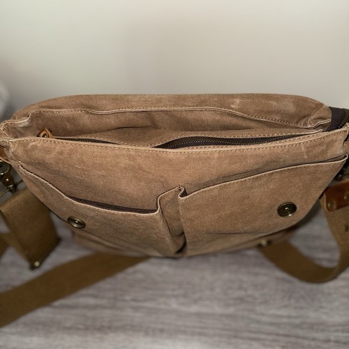 Tiding Canvas & Leather Messenger Distressed Work /School Bag Travel - Picture 8 of 8