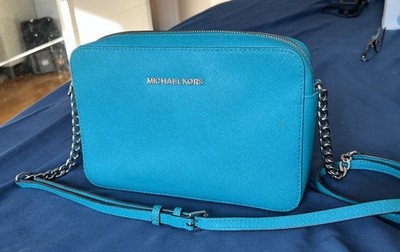 Michael Kors Damen Umhängetasche Türkis Blau Leder Gute Zustand
