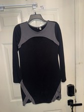 Black Long Sleeve Knee Length Dress Sz XS (WTF78)