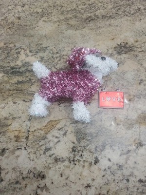 VALENTINE'S Day TABLE TOP 3D TINSEL Dog  8 Inches TallAl Love