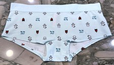 NEW Victoria Secret PINK Cotton Logo Shortie Boyshort - Blue Snowman - XL or XXL