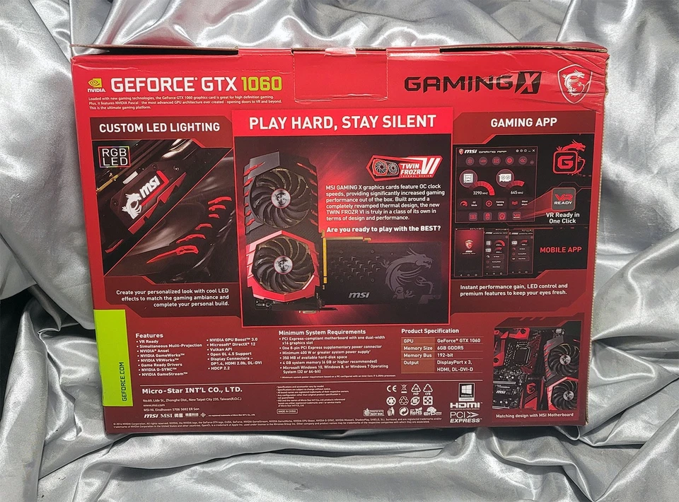 MSI NVIDIA GEFORCE GTX 1060 GAMING X 6GB DDR5 VIDEO CARD HDMI DP DL-DVI - CIB - Image 4 of 4
