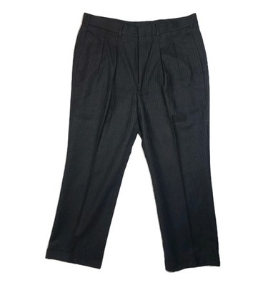 Vtg Norman Hilton Dress Pants 36x28.5'' Pleated Wool Pinstripe Trousers Lined