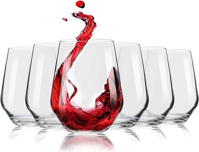 480ml Stiellose Weingläser 6er Set Rot Weiß Rosé Gin Wasser Kristall Becher 