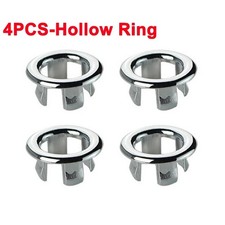 4Pcs Bathroom Basin Sink Overflow Ring Chrome Hole Cover Cap Inserts,Round.
