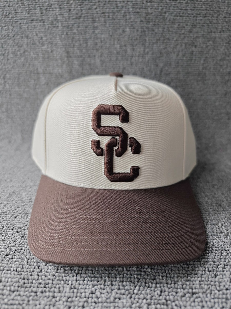 Mitchell & Ness USC Trojans SC Interlock Snapback Hat Cream Brown Cap 3019784