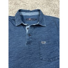 Vineyard Vines Mens Small Blue Knit Short Sleeve Pocket Whale Polo Shirt
