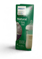 Philips AVENT Natural Glass Bottle Set 8oz Wide Neck Medium Flow 1 months