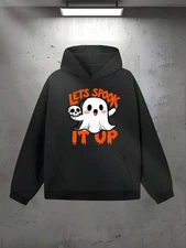 Lets Spook It Up Halloween Hoodie - Spooky Cute Sweatshirt with Ghosts & Skulls,