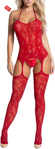 Women's Fishnet Bodystocking plus Size Crotchless Bodysuit Sexy Soft Lingerie - Picture 9 of 31