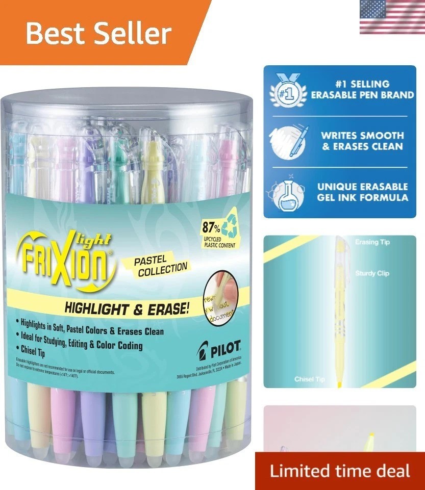 FriXion Pastel Erasable Highlighters, Chisel Tip, Pack of 36