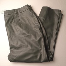 NWT Eloquii Womens High Rise Tapered Leg Faux Leather Pants Size 22 Forest Green