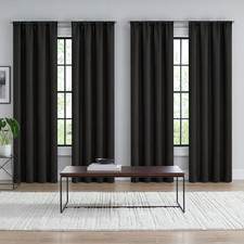 Eclipse Blackout Darrell Black Solid 37 "W x 84" L Curtain Rod Pocket 4pk-New NB