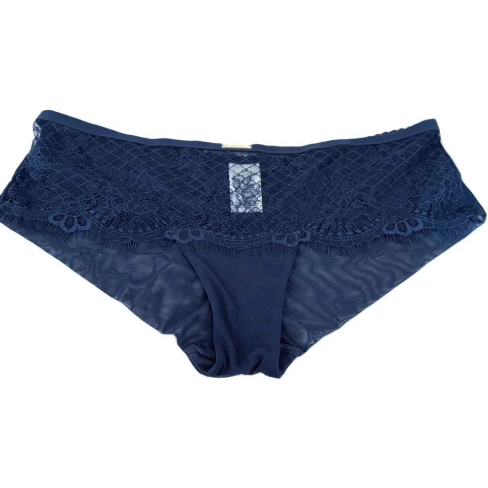 NEW CALVIN KLEIN LACE HIPSTER PANTY F3139 DARK BLUE NAVY Gold Logo SIZE S/P  - Image 3 of 4
