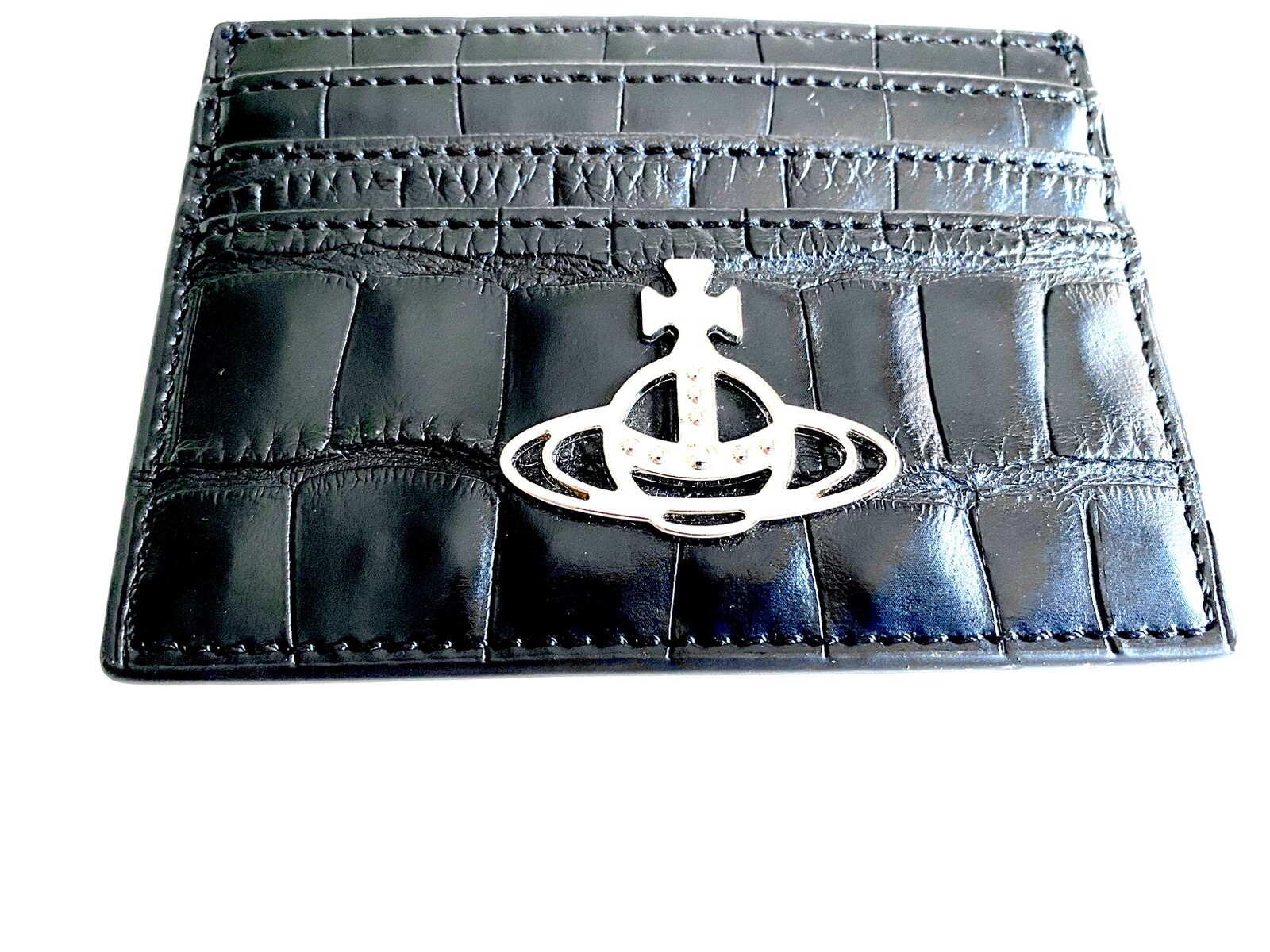 Vivienne Westwood Crocodile card holder with emblem Leather holds multiple cards