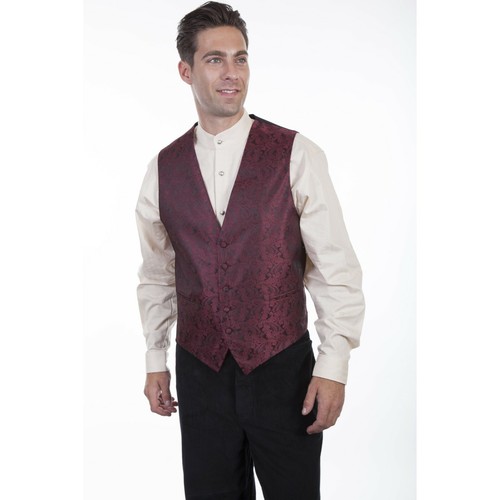 Scully Men's Classic Paisley Burgundy Western Vest RW093N-BUR - Picture 2 of 2